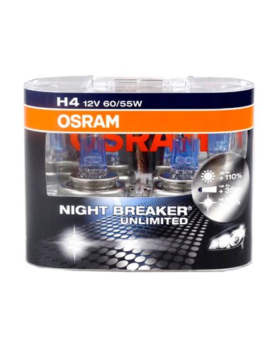 Лампа OSRAM H4 Nigth Breaker Unlimited 60/55W (неориг) (64193NBU DUO BOX)