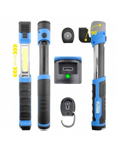 Фонарик LED телескоп. инспект. 3W COB, 1W LED 300lm, 2000mAh, microUSB