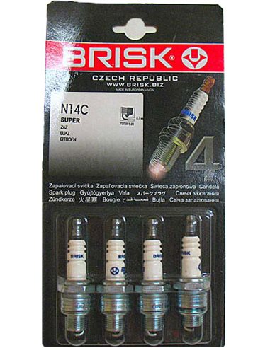 Свеча зажигания BRISK Super N14C коротк БЛИСТЕР (Запорожец)