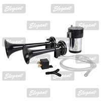 Сигнал звуковий повітряний 2 труби 12V (чорний) Elegant (100 742)