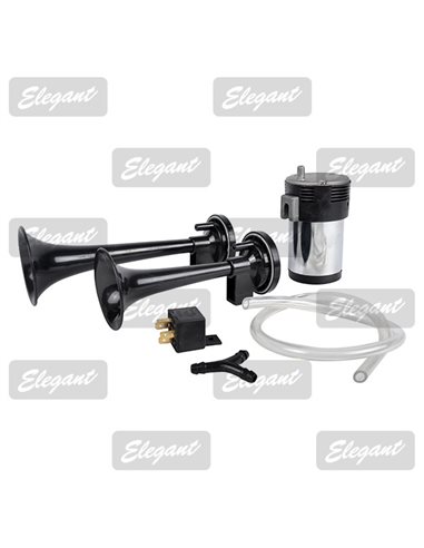 Сигнал звуковий повітряний 2 труби 12V (чорний) Elegant (100 742)