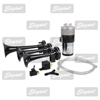 Сигнал звуковий повітряний 3 труби 12V (чорний) Elegant (100 746)