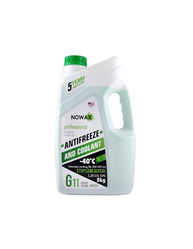 Тосол NOWAX GREEN Антифриз зелений,G11 (5kg) (NX05003)