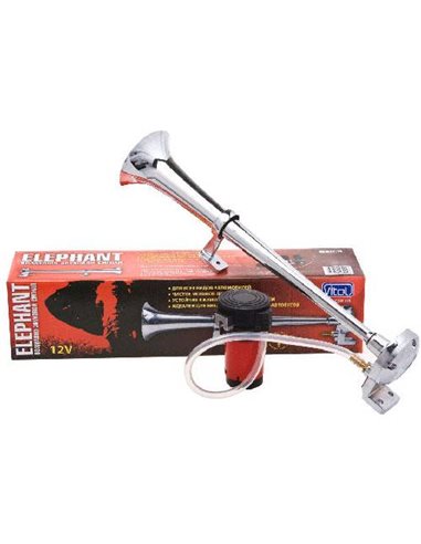 Сигнал звуковий повітряний 1 тр. Еlephant метал 12V 450mm (хром) (CA-13004)