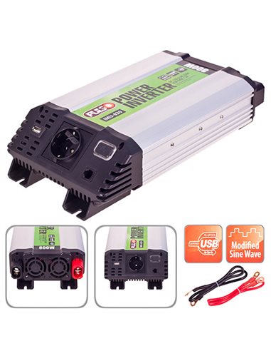 Перетворювач напруги PULSO 12V-220V 800W USB-5VDC2.0A мод хвиля клеми (IMU-820)