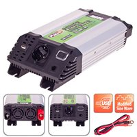 Перетворювач напруги PULSO 12V-220V 500W USB-5VDC2.0A мод хвиля клеми (IMU-520)