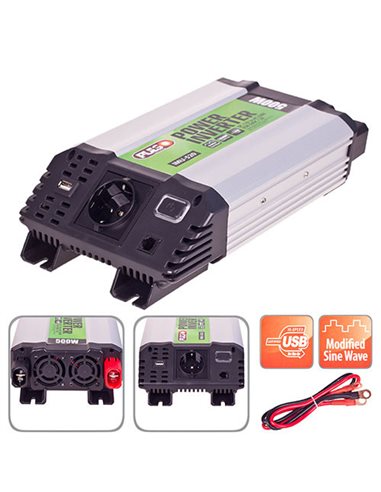 Перетворювач напруги PULSO 12V-220V 500W USB-5VDC2.0A мод хвиля клеми (IMU-520)