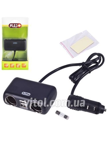 Прикурювач перехідник PULSO 2 вих. , 2USB 2400mA 12 24V дріт (SC-2004L)