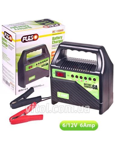 Зарядний пристрій Pulso 6-12V 6A 15-80AHR светодиодн.индик. (ЗУ-15860)