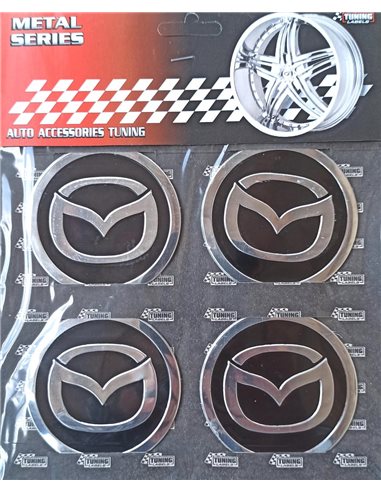 Наклейки на ковпаки Mazda діаметр 60 мм чорні (4шт)