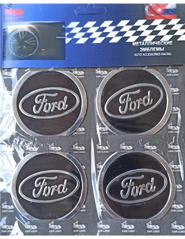 Наклейки на ковпаки Ford діаметр 60мм чорні (4шт)