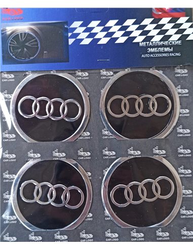 Наклейки на ковпаки Audi діаметр 60мм чорні (4шт)