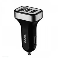 Зарядний пристрій в прикурювач 2 USB Hoco Z3 3.1 A вольтметр Black