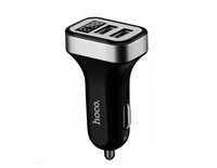 Зарядний пристрій в прикурювач 2 USB Hoco Z3 3.1 A вольтметр Black