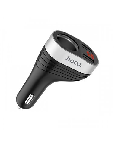 Автомобільна зарядка для телефону 2 USB Hoco Z29 3.1 A + вольтметр Black