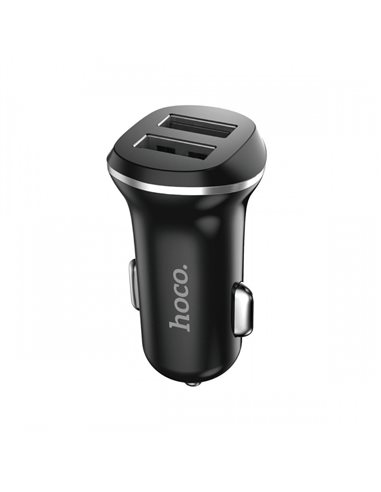 Зарядка автомобільна для телефону 2 USB Hoco Z1 2.1 A Black
