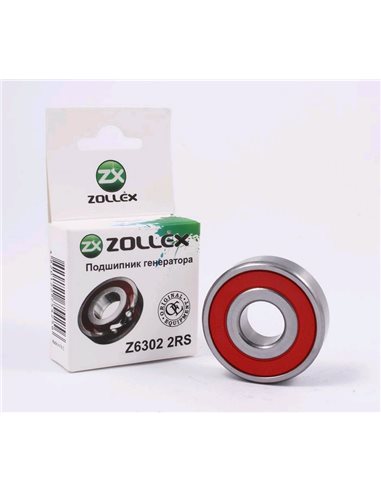 Подшипник генератора  ZOLLEX 6302 ВАЗ бол (Z6302 2RS)