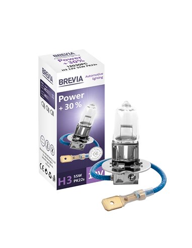 Лампа Brevia H3 12V 55W PK22s Power +30% CP