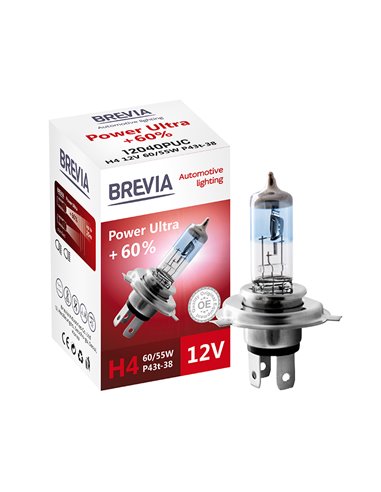 Лампа Brevia H4 12V 60/55W P43t Power Ultra+60% CP