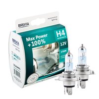 Лампа Brevia H4 12V 60/55W P43t Max Power +100% 2шт. коробка