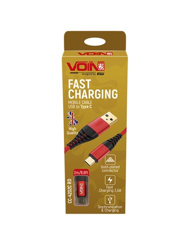 Кабель VOIN USB-Type-C  2м  червоний