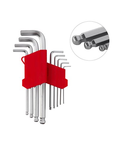 Набір шестигранників 9шт Intertool з куля. нак, long