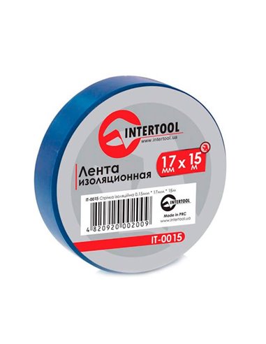 Ізолент Intertool ПХВ 17mm*15m*0.15mm синій