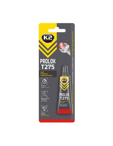 Фиксатор  резьбы (красный) K2 BOND PROLOK W271 HIGH  STRENGTH  6ml